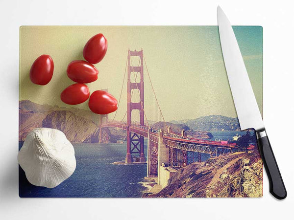 Golden Gate Bridge Retro Glass Chopping Board