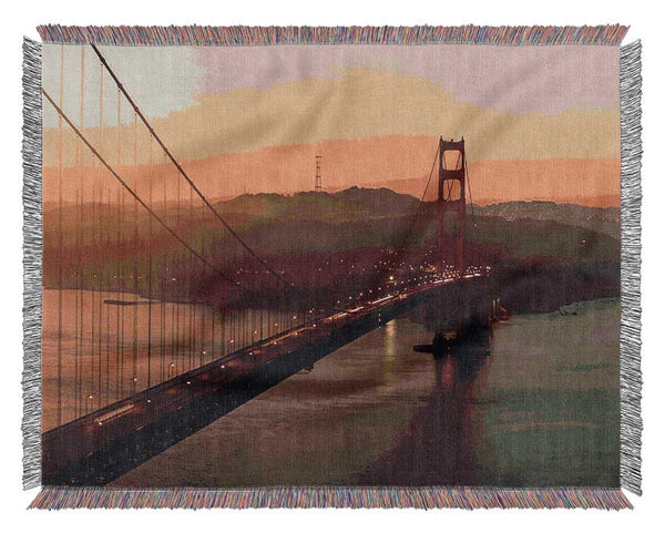 Golden Gate Bridge Sunset Glow Woven Blanket