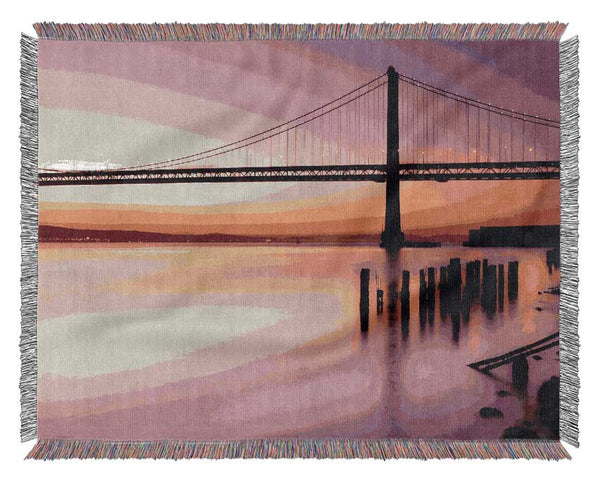 Golden Gate Bridge Pink Serene Woven Blanket