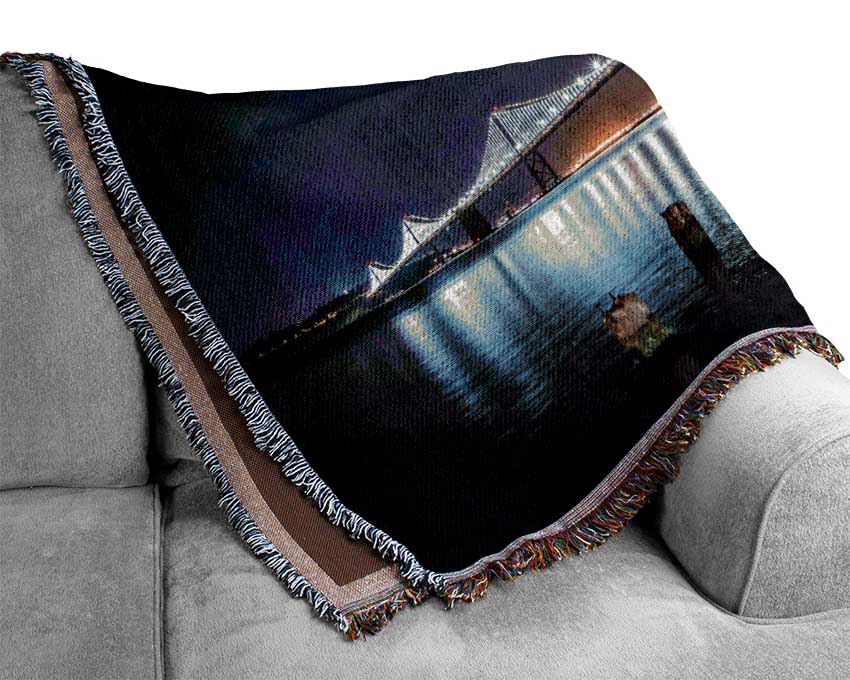 Golden Gate Bridge Light Reflections Woven Blanket