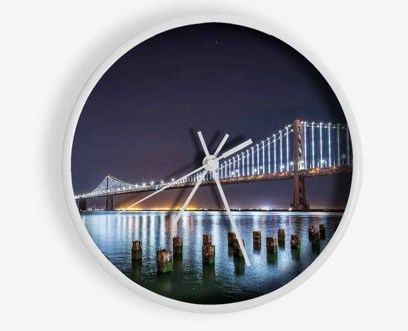 Golden Gate Bridge Light Reflections Clock - Wallart-Direct UK