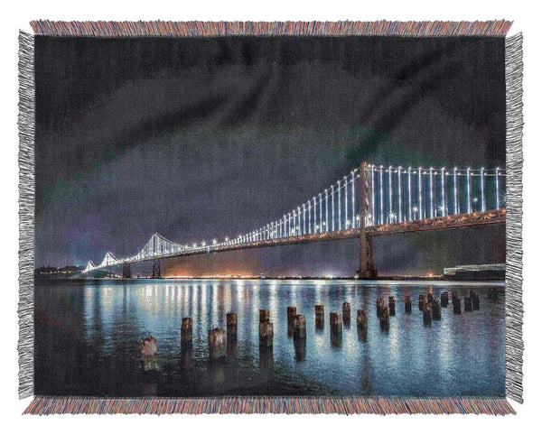 Golden Gate Bridge Light Reflections Woven Blanket