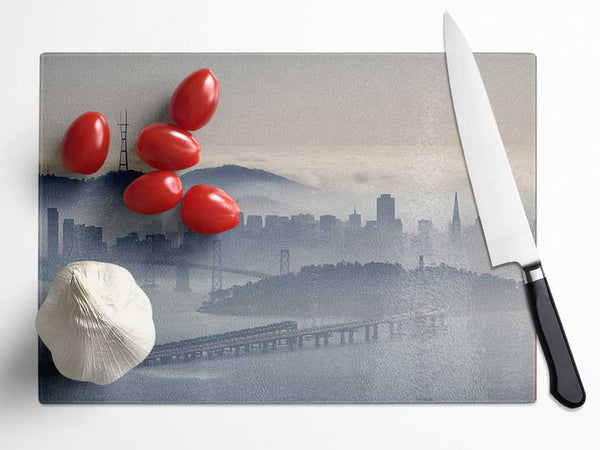 Mist Over The City Glass Chopping Board