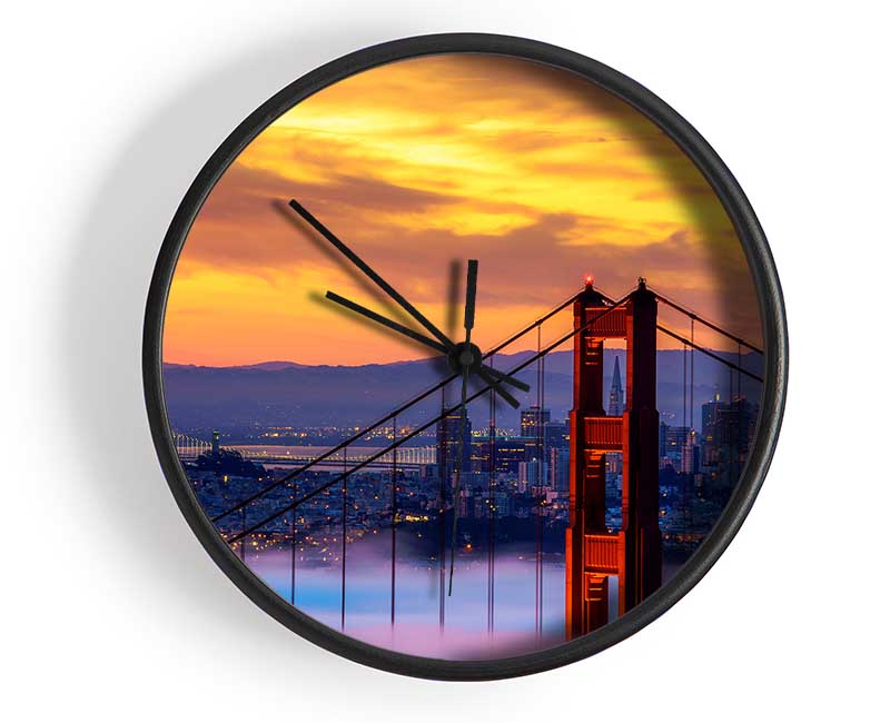 Mist Through The Golden Gate Bridge Clock - Wallart-Direct UK