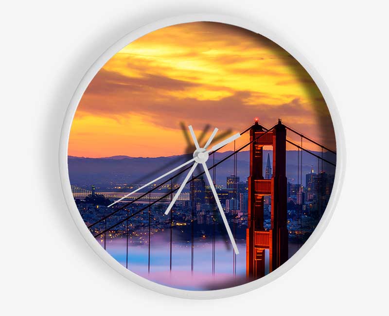 Mist Through The Golden Gate Bridge Clock - Wallart-Direct UK