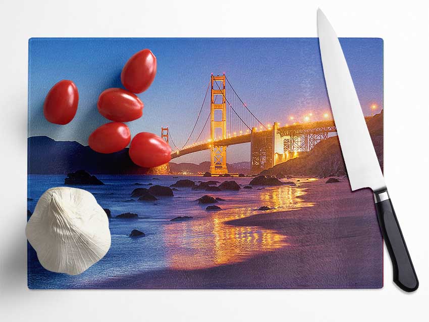 Golden Gate Bridge Stunning Light Glow Glass Chopping Board