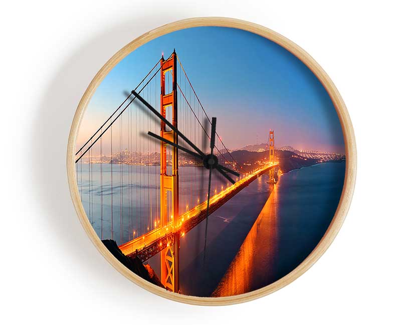 Reflections Of The Golden Gate Bridge Clock - Wallart-Direct UK