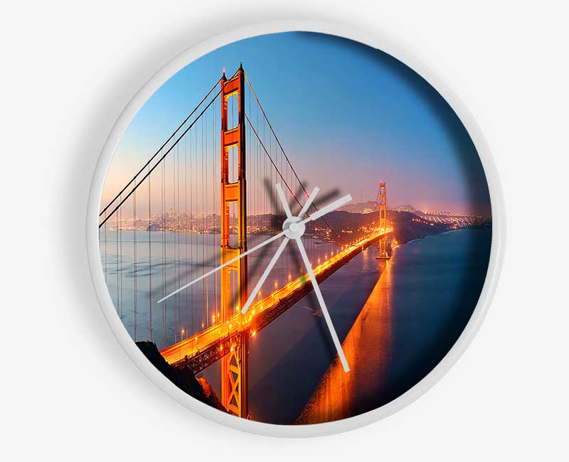 Reflections Of The Golden Gate Bridge Clock - Wallart-Direct UK