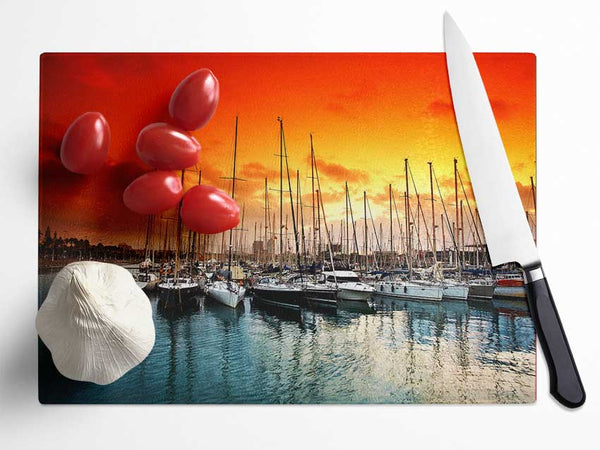 Harbour Sunset Glass Chopping Board