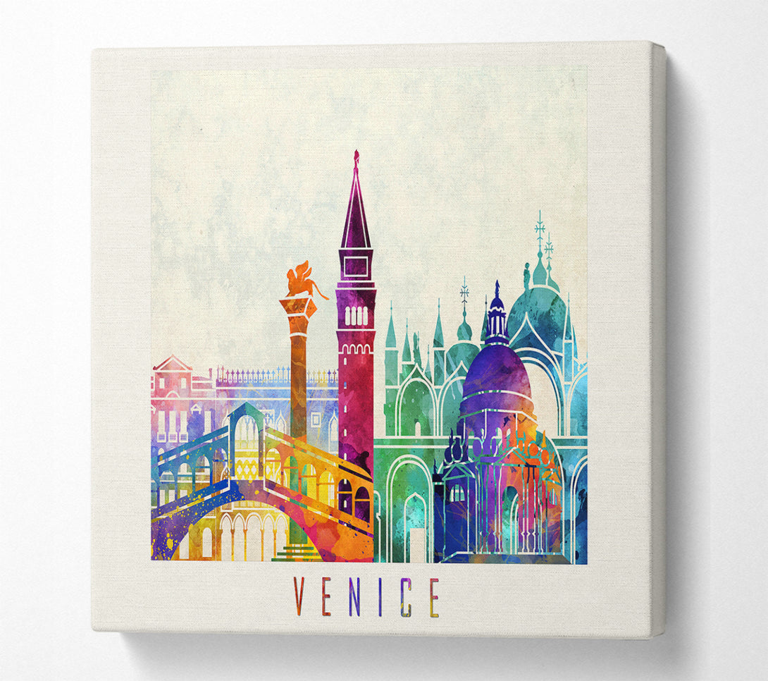 A Square Canvas Print Showing Rainbow City Square Wall Art