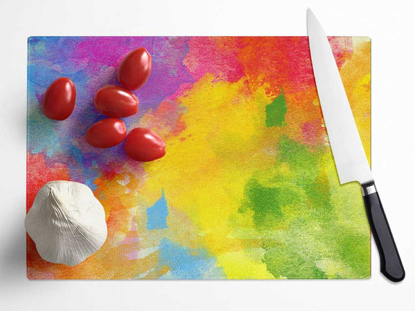 Rainbow Clouds Glass Chopping Board