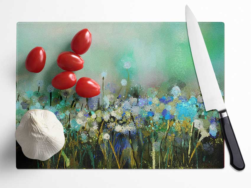 Flower Sparkle Glass Chopping Board