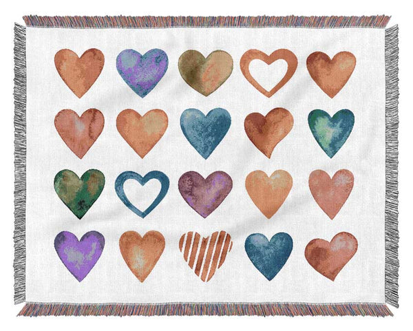 Colourful hearts Woven Blanket