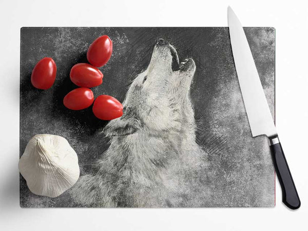 Howling Wolf Calling His Glass Chopping Board