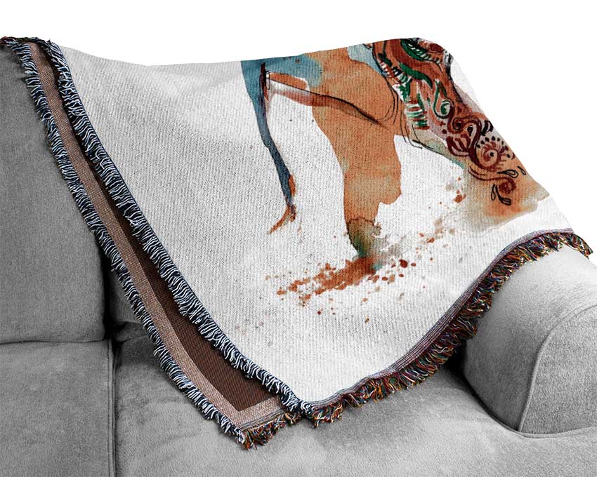 Rainbow Indian Elephant Woven Blanket