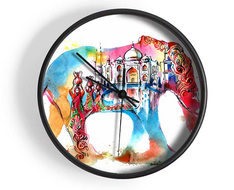 Rainbow Indian Elephant Clock - Wallart-Direct UK