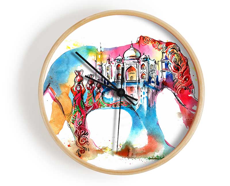 Rainbow Indian Elephant Clock - Wallart-Direct UK