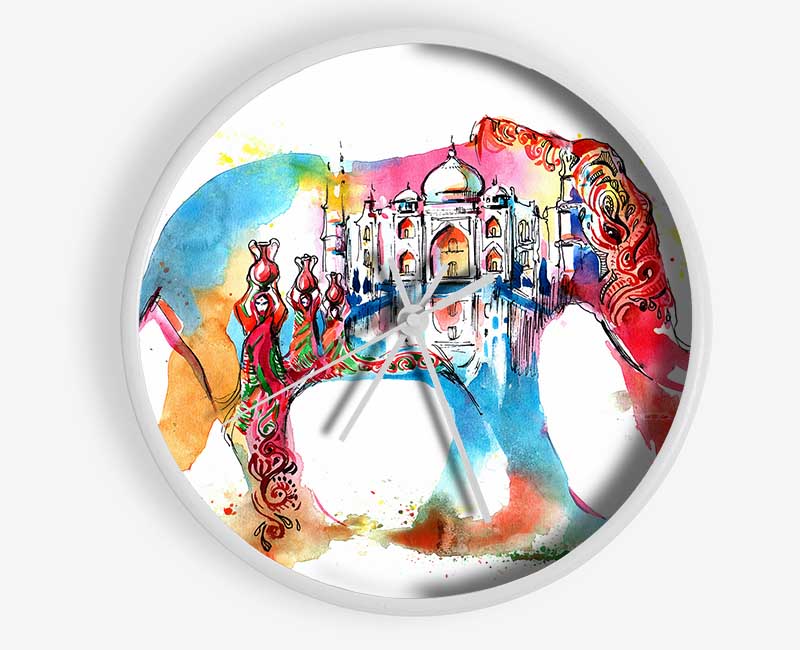 Rainbow Indian Elephant Clock - Wallart-Direct UK