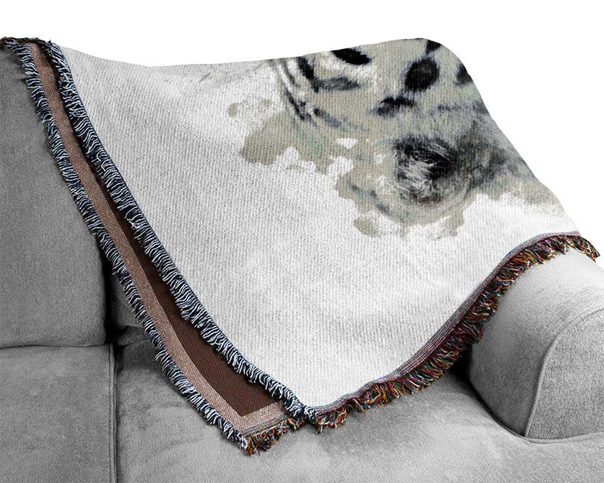 White Tiger Blue Eyes Woven Blanket