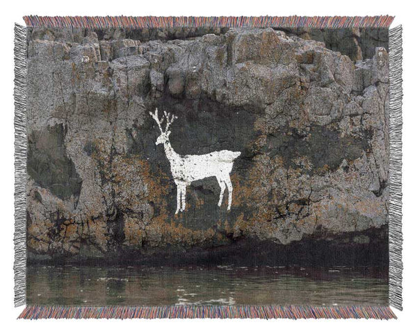 Cave Man Deer Woven Blanket