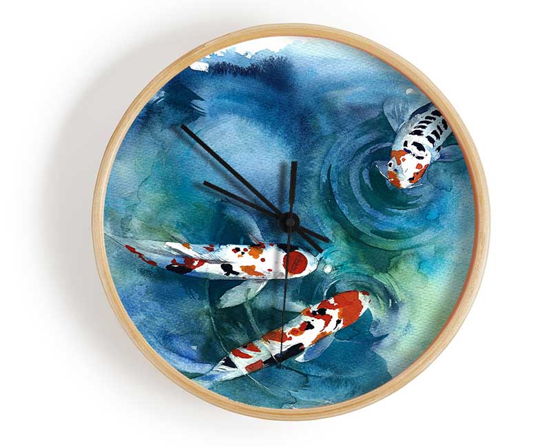 Koi Fish Teatime Clock - Wallart-Direct UK