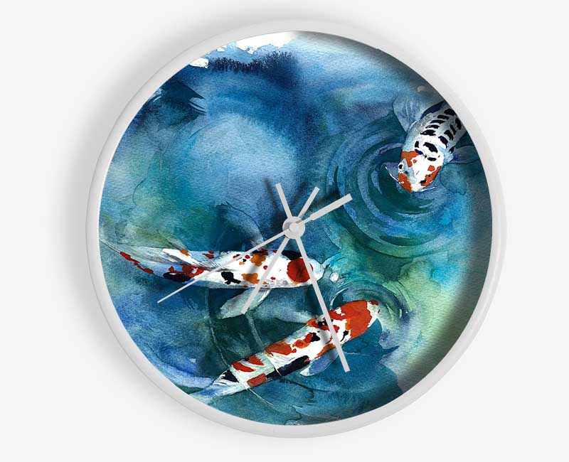 Koi Fish Teatime Clock - Wallart-Direct UK