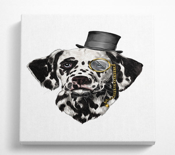 A Square Canvas Print Showing Clever Dalmation Dog Square Wall Art