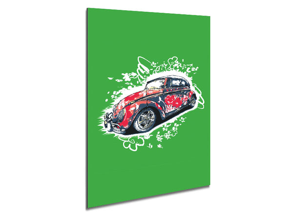 VW Beetle Flower Power Green