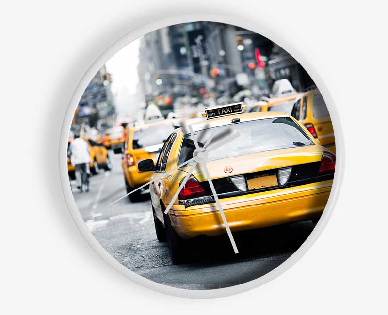 Yellow Cabs In New York 1 Clock - Wallart-Direct UK