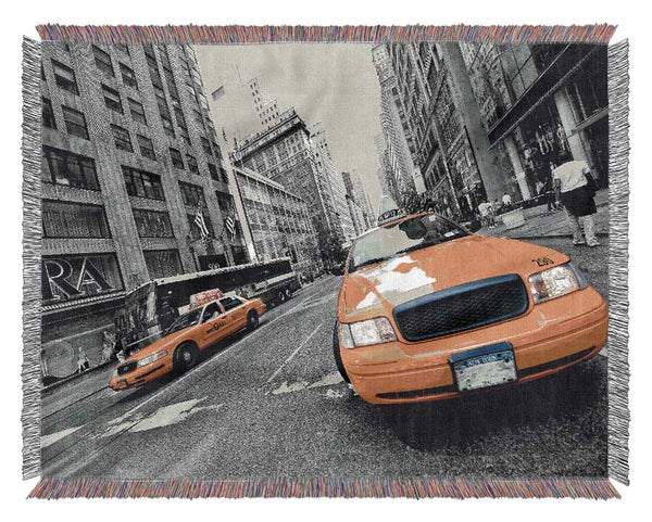 Yellow Cabs In New York 2 Woven Blanket