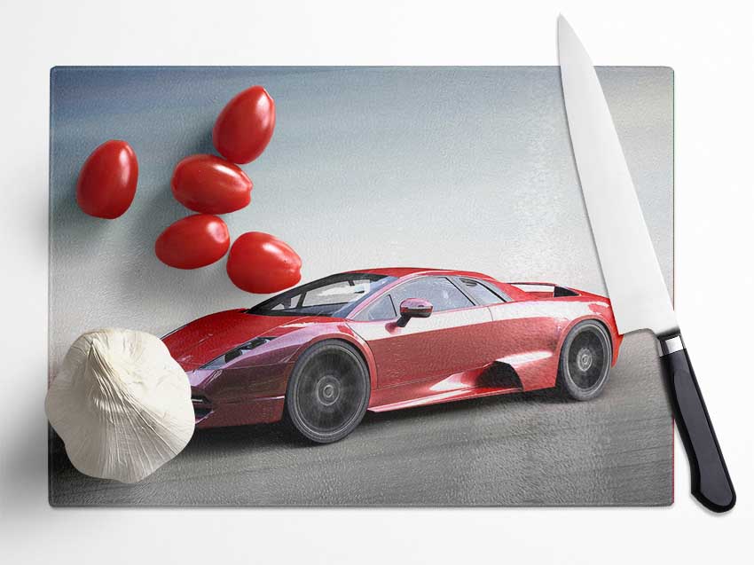 Red Speed Glass Chopping Board