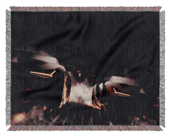 Blazing Wheel Drag Race Woven Blanket