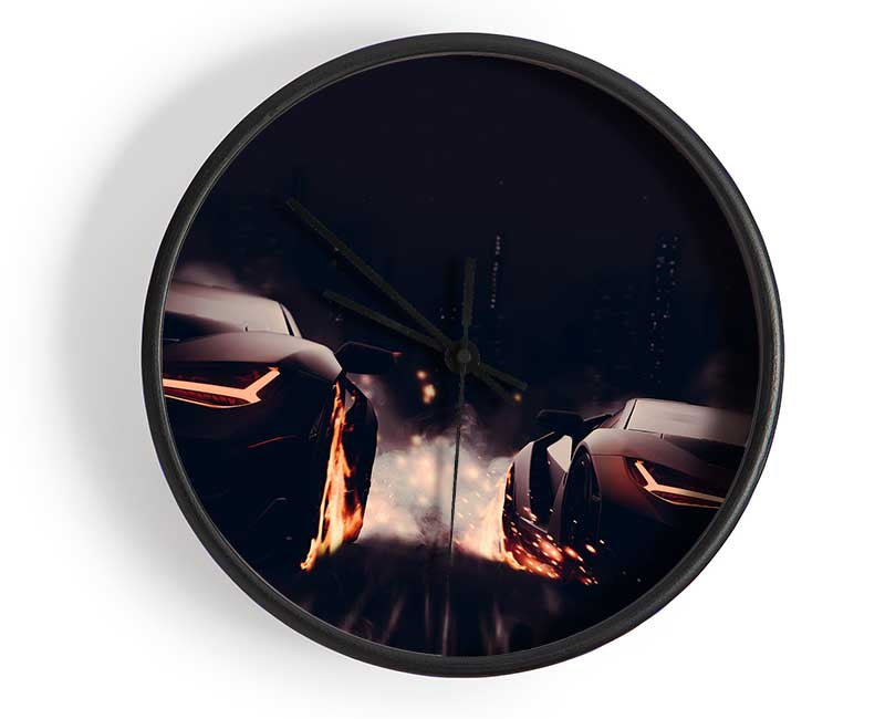 Blazing Wheel Drag Race Clock - Wallart-Direct UK