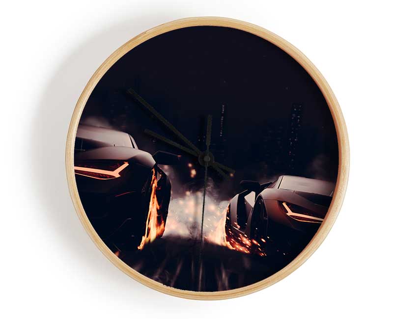 Blazing Wheel Drag Race Clock - Wallart-Direct UK