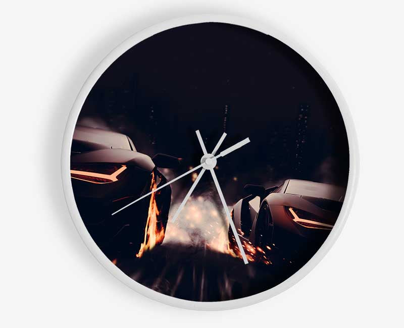 Blazing Wheel Drag Race Clock - Wallart-Direct UK