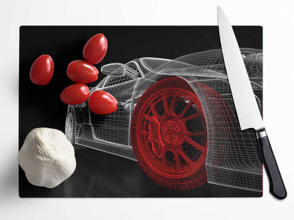 Wireframe Ferrari 1 Glass Chopping Board