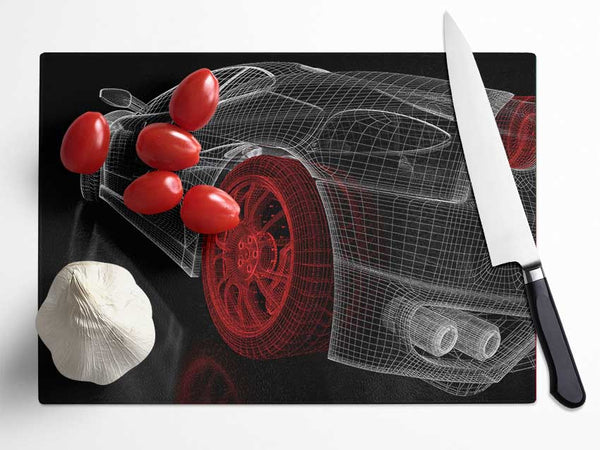 Wireframe Ferrari 2 Glass Chopping Board