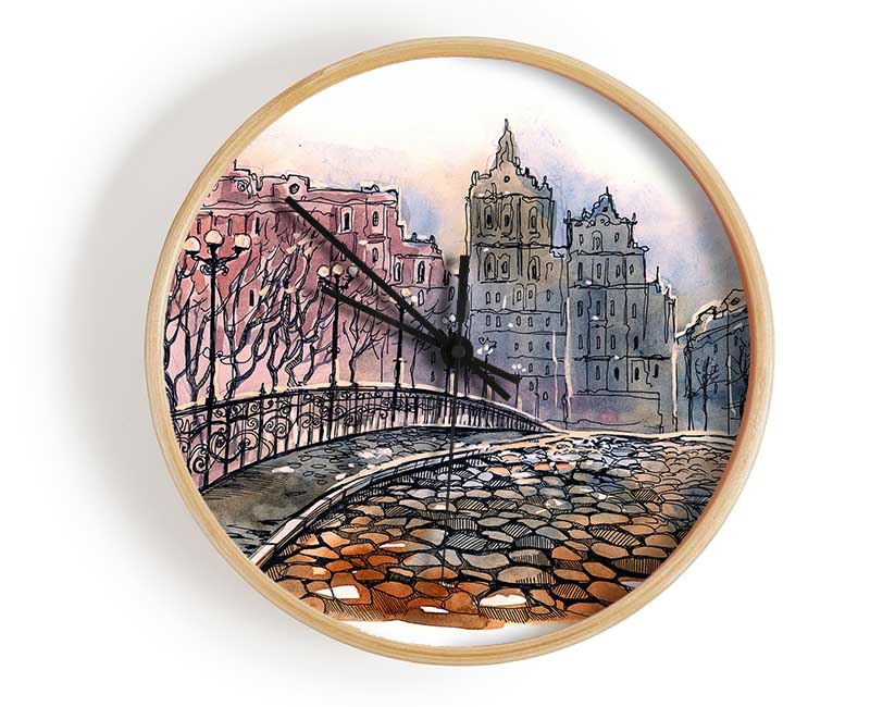 Cobbled Streets Clock - Wallart-Direct UK