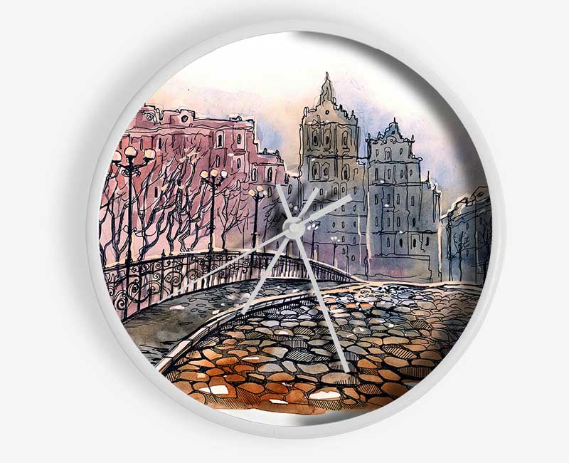 Cobbled Streets Clock - Wallart-Direct UK