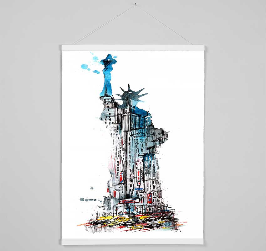 The Big Apple In The Statue Of Liberty Hanging Poster - Wallart-Direct UK