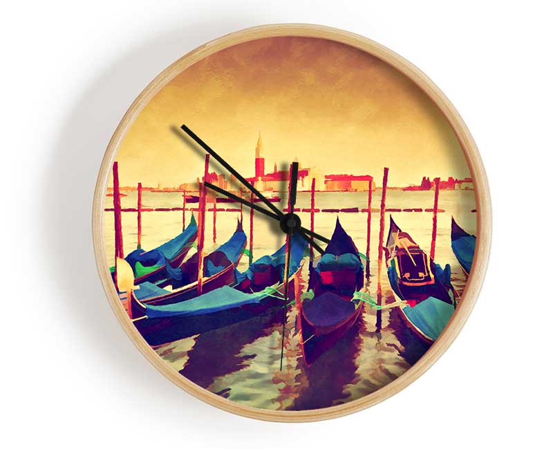 Gondola Line Up 8 Clock - Wallart-Direct UK