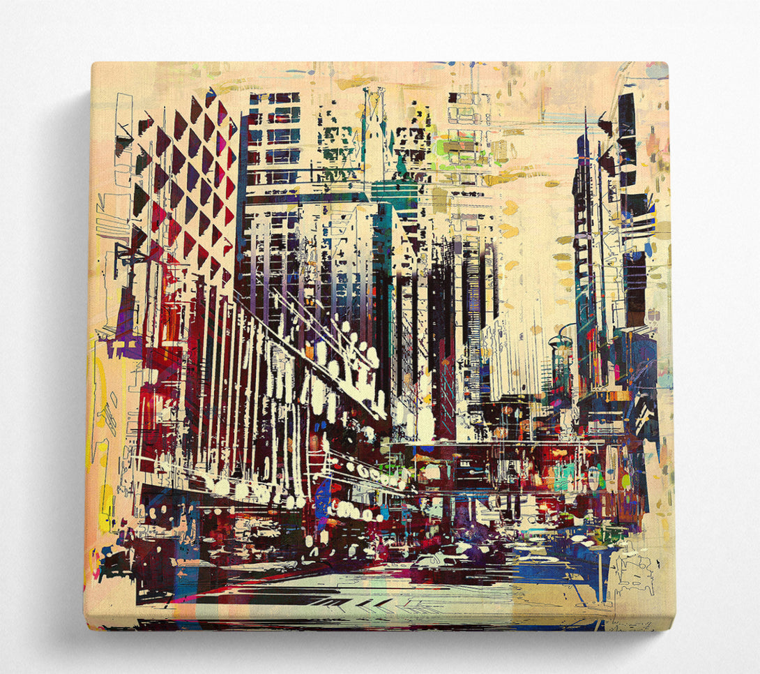 A Square Canvas Print Showing NYC Building Blocks Square Wall Art