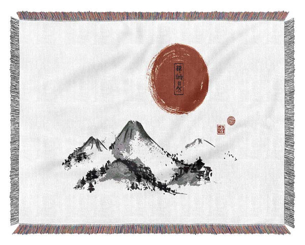 Chinese Red Sun Mountailns Woven Blanket