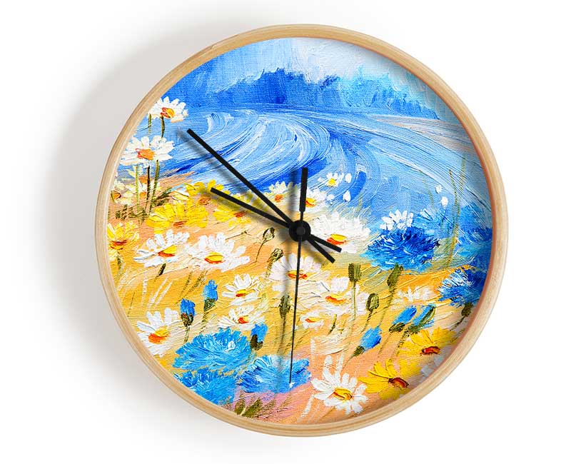 Daisy Yellow Blues Clock - Wallart-Direct UK