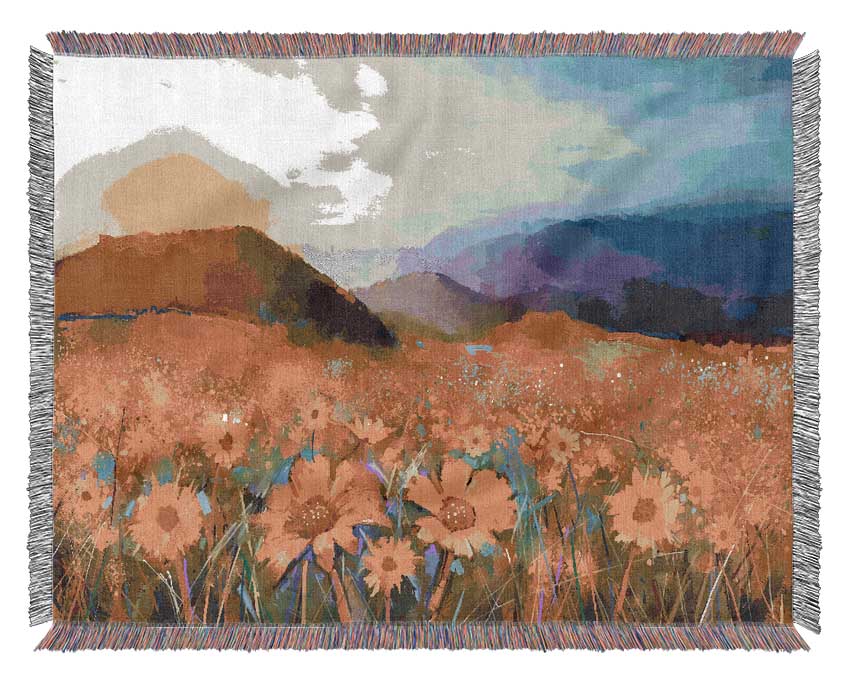 Yellow Mountain Sunrise Woven Blanket