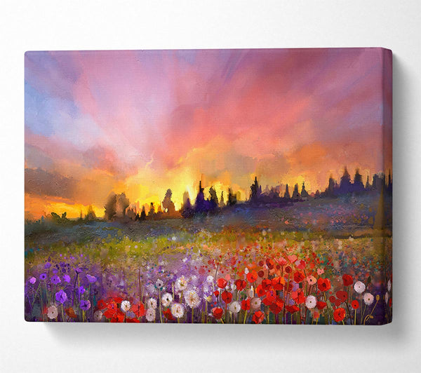 Picture of Sun Break Over The Wild Flowers Canvas Print Wall Art