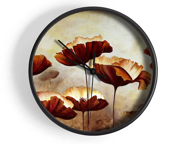 Chocolate Poppies Clock - Wallart-Direct UK