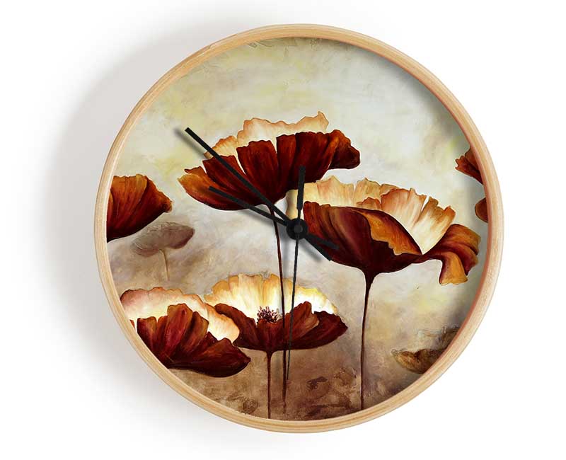 Chocolate Poppies Clock - Wallart-Direct UK