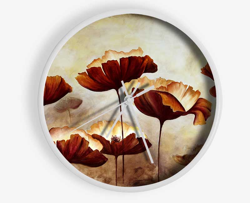 Chocolate Poppies Clock - Wallart-Direct UK