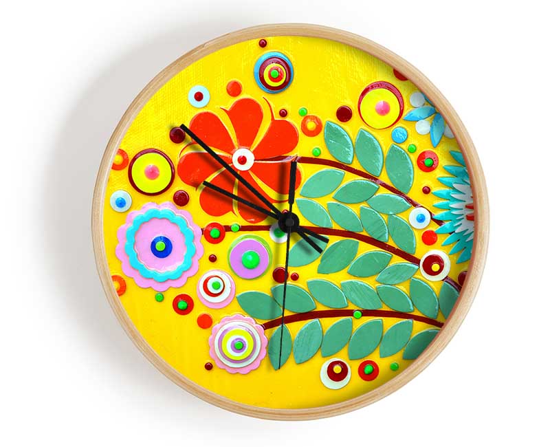 Circus Flowers Clock - Wallart-Direct UK